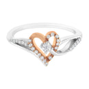10K Rose Gold over .925 Sterling Silver â…• Cttw Diamond Split Shank Open Heart Cocktail Ring (I-J Color, I2-I3 Clarity)-1