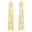 10K Yellow Gold 1 cttw Channel Set Diamond J-Hoop Earrings (H-I Clarity, I1-I2 Color)-3