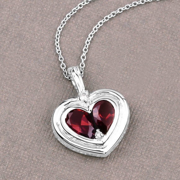 2.66 Carat Genuine Garnet and White Topaz .925 Sterling Silver Pendant