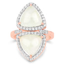 18K Rose Gold Plated 7.58 Carat Genuine Prehnite and White Topaz .925 Sterling Silver Ring-2