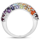 4.16 Carat Genuine Multi Stones .925 Sterling Silver Ring-2