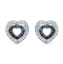0.49 Carat Genuine Blue Diamond & White Diamond .925 Sterling Silver Earrings-1
