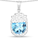 10.90 Carat Genuine Swiss Blue Topaz .925 Sterling Silver Pendant-1