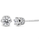 14K White Gold 1/2 Cttw Round Diamond Crown Stud Earring (I-J Color, I1-I2 Clarity)-3