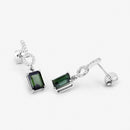2.28 Carat Genuine Green Tourmaline and White Diamond 14K White Gold Earrings-4
