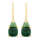 4.50 Carat Dyed Emerald and Emerald .925 Sterling Silver Earrings-1