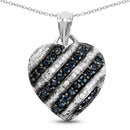 1.55 Carat Genuine Blue Sapphire and White Topaz .925 Sterling Silver Pendant-1