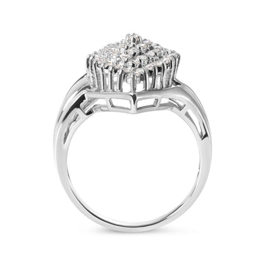 10K White Gold 1/2 Cttw Diamond Pear Shaped Cluster Ring (H-I Color, I1-I2 Clarity) - Ring Size 7 - 0