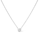 10K White Gold 1/10 Carat Round Brilliant-Cut Diamond Modern Bezel-Set Solitaire 16"-18" Pendant Necklace (H-I Color, SI2-I1 Clarity)-1