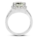 3.94 Carat Genuine Green Amethyst and White Topaz .925 Sterling Silver Ring-2