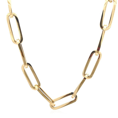 14k Yellow Gold Extra Wide Paperclip Chain Necklace - 0