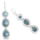 21.32 Carat Genuine Milky Aquamarine .925 Sterling Silver Earrings-2