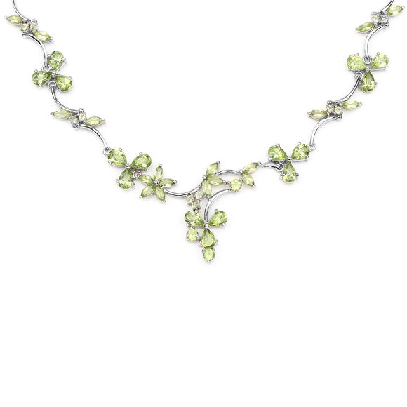 17.24 Carat Genuine Peridot .925 Sterling Silver Necklace