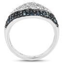 0.50 Carat Genuine Blue Diamond and White Diamond .925 Sterling Silver Ring-2