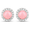 1.36 Carat Genuine Pink Opal and White Topaz .925 Sterling Silver Earrings-1