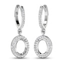 0.32 Carat Genuine White Diamond 14K White Gold Semi Mount Earrings - holds 8x6mm Oval Gemstones-3