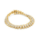 10K Yellow Gold 5.0 Cttw Diamond Double Row S-Link Cuban Bracelet (J-K Color, I2-I3 Clarity) - 7.25" Inches-1
