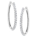 14K White Gold 2.0 Cttw Round Brilliant Cut Diamond Oblong Hinged Leverback Hoop Earrings (I-J Color, I1-I2 Clarity)-3
