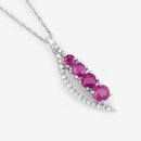 0.43 Carat Genuine Ruby and White Diamond 14K White Gold Pendant-4