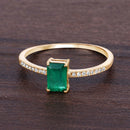 0.59 Carat Genuine Zambian Emerald and White Diamond 14K Yellow Gold Ring-4