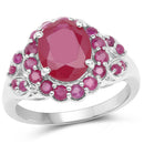 4.43 Carat Glass Filled Ruby and Ruby .925 Sterling Silver Ring-1