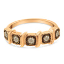 10K Rose Gold Flashed .925 Sterling Silver Miracle-Set Diamond 5-Stone Band Ring (1/4 Cttw, J-K Color, I1-I2 Clarity) - Size 7-3