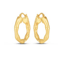 14k Yellow Gold Medium Bamboo Hoop Earrings-2