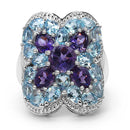 5.53 Carat Genuine Amethyst & Blue Topaz .925 Sterling Silver Ring-3