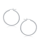 10k White Gold Polished Hoop Earrings (30 mm)-1