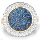 4.90 Carat Genuine Cobalt Blue Drusy .925 Sterling Silver Ring-3