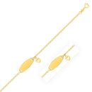 14k Yellow Gold Heart Accented Children's Cable Chain ID Bracelet-3