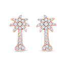 10K Rose Gold 1/4 Cttw Diamond Palm Tree Push Back Stud Earrings (H-I Color, I1-I2 Clarity)-3