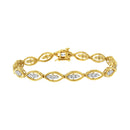 10K Yellow Gold Plated .925 Sterling Silver 1 cttw Prong Set Round-Cut Diamond Link Bracelet (J-K Color, I1-I2 Clarity) - 7.25"-2