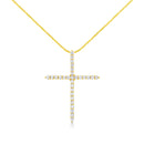 10K Yellow Gold 3.00 cttw Round-Cut Diamond Cross 18" Pendant Necklace (J-K Color, I1-I2 Clarity)-1