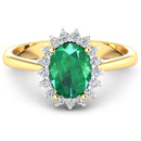 1.87 Carat Genuine Zambian Emerald and White Diamond 14K Yellow Gold Ring-3