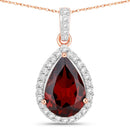 3.29 Carat Genuine Rhodolite and White Diamond 14K Rose Gold Pendant-1