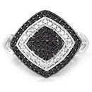 0.56 Carat Genuine White Diamond and Black Diamond .925 Sterling Silver Ring-3