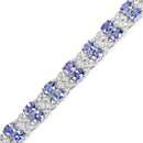12.24 Carat Genuine Tanzanite and White Topaz .925 Sterling Silver Bracelet-3
