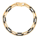14k Yellow Gold Black Onyx Paperclip Gem Link Bracelet (7.00 mm)-2