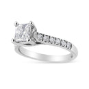 14K White Gold 1 1/5 Cttw 4-Prong Set Princess Diamond Classic Engagement Ring (I1-I2 Color, H-I Clarity) Ring Size 7-2