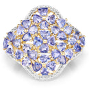 14K Yellow Gold Plated 3.60 Carat Genuine Tanzanite .925 Sterling Silver Ring-3