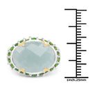 Two Tone Plated 9.12 Carat Genuine Milky Aquamarine and Chrome Diopside .925 Sterling Silver Ring-3