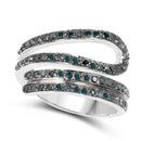 0.83 Carat Genuine Blue Diamond .925 Sterling Silver Ring-2