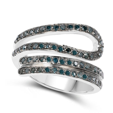 0.83 Carat Genuine Blue Diamond .925 Sterling Silver Ring - 0