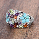 4.03 Carat Genuine Multi Stones .925 Sterling Silver Ring-4