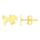 14K Yellow Gold Horse Earrings-1