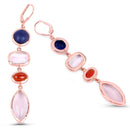 14K Rose Gold Plated 30.55 Carat Genuine Multi Stone .925 Sterling Silver Earrings-2