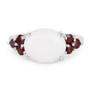 3.58 Carat Genuine Opal & Garnet .925 Sterling Silver Ring-3