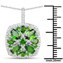 3.25 Carat Genuine Chrome Diopside and White Zircon .925 Sterling Silver Pendant-3