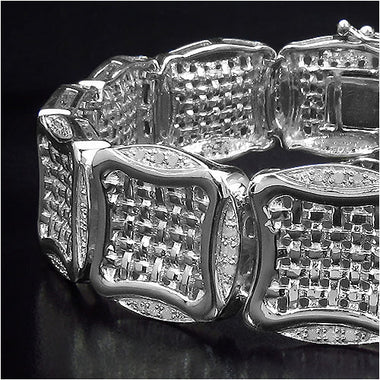 14K Yellow Gold Plated 0.67 Carat Genuine White Diamond .925 Sterling Silver Bracelet - 0